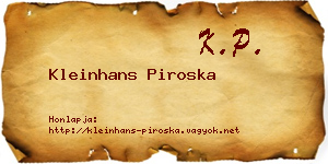 Kleinhans Piroska névjegykártya